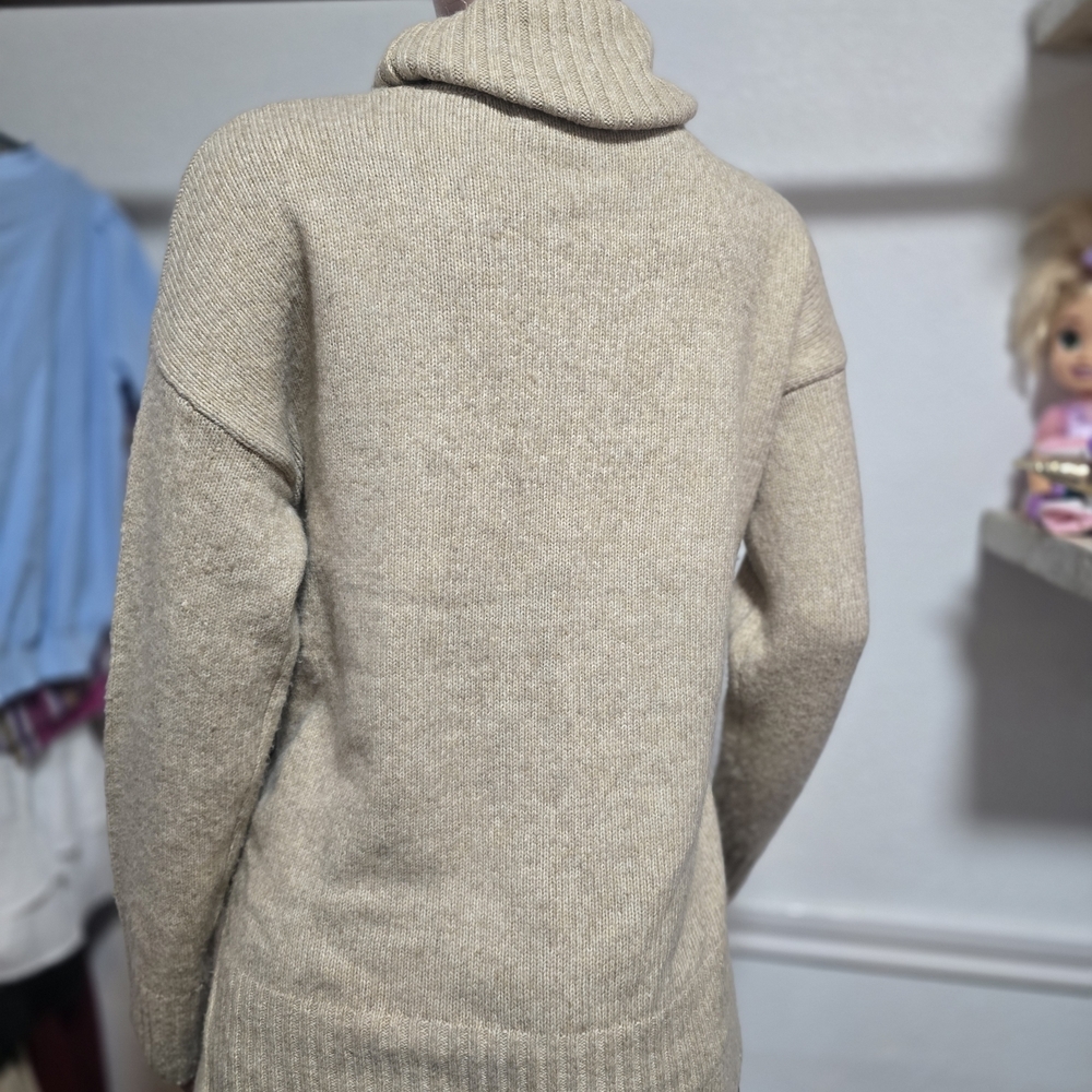 Cynthia Rowley Cream Turtleneck Sweater with Button Accents - Picture 3 of 7